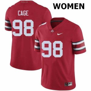 NCAA Ohio State Buckeyes Women's #98 Jerron Cage Red Nike Football College Jersey TNW2045HE